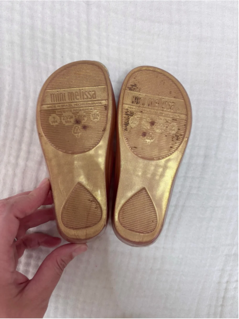 Girls Mini Melissa Gold Pink Beauty & The Beast Mary Jane Shoes 9 (Toddler Girl)